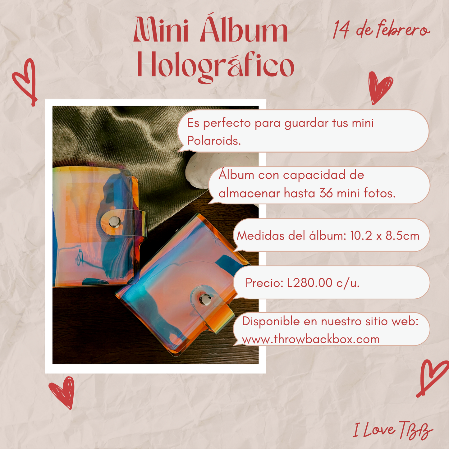 Mini álbum de fotos holográfico